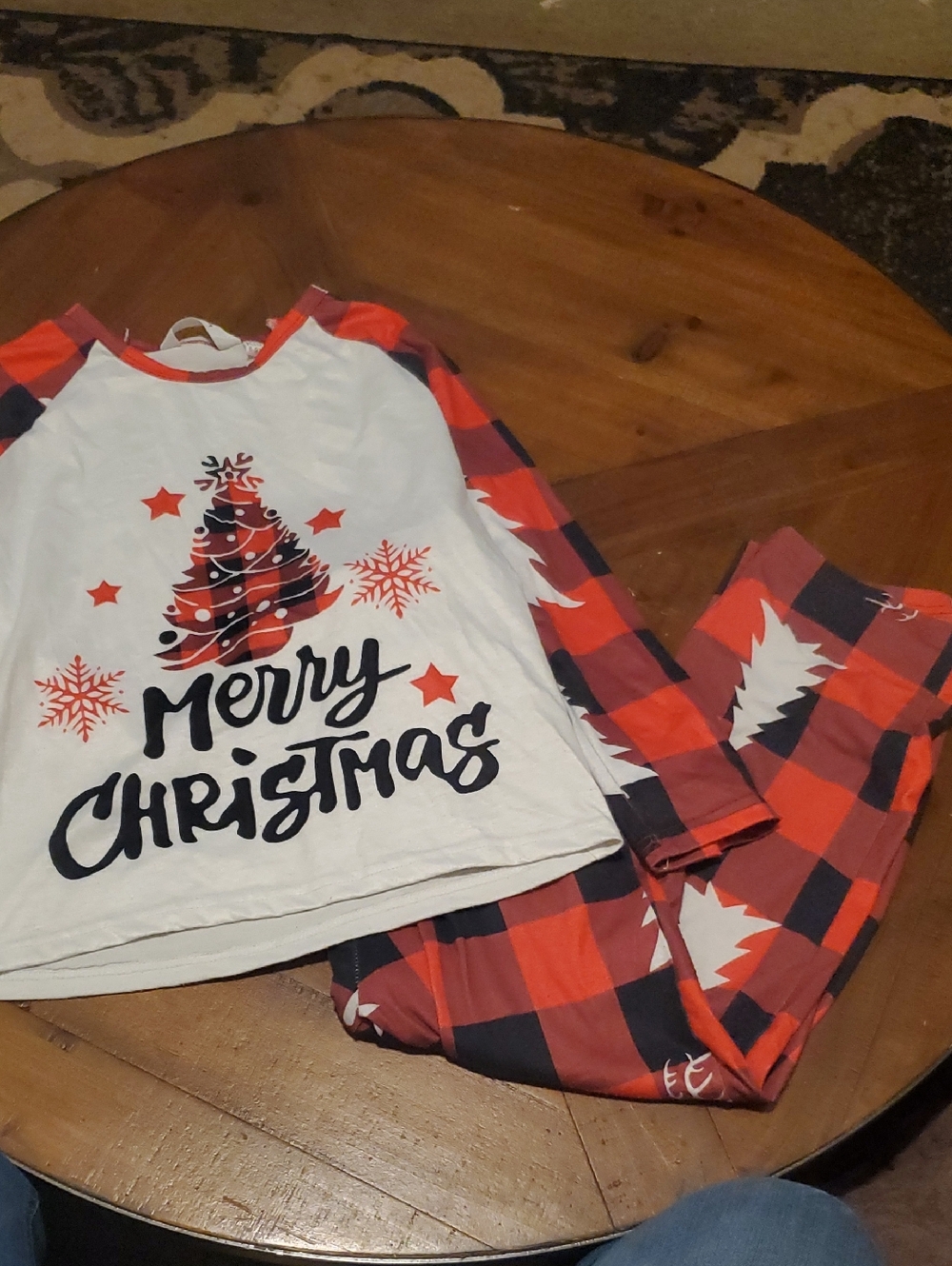 Kids Merry Christmas Buffalo Plaid Pajama Set - Red Plaid